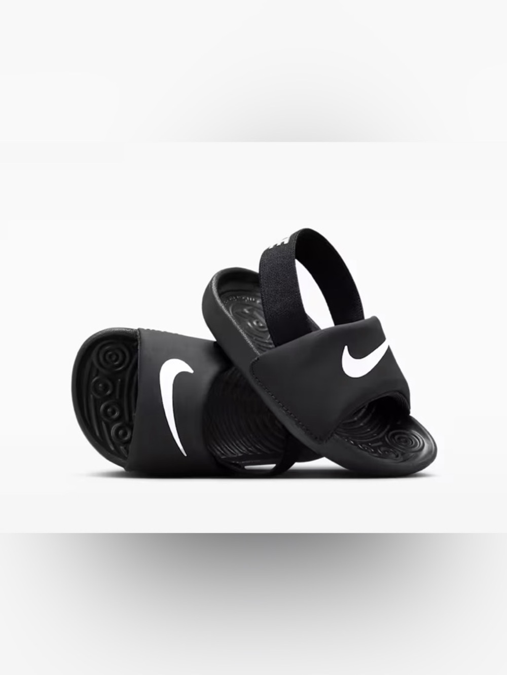 Nike Kawa Toddler/Baby Sandals with White Swoosh and Heel Strap